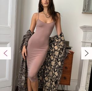 Free People Intimately tea length seamless slip Dress mauve pink new long  M/L